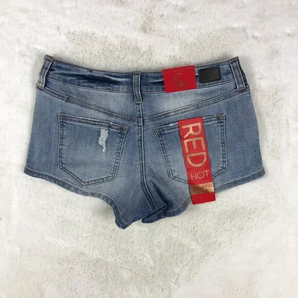 CELEBRITY PINK Colorblock Blue Denim Mini Jean Shorts NWT 3/26 - Picture 4 of 7